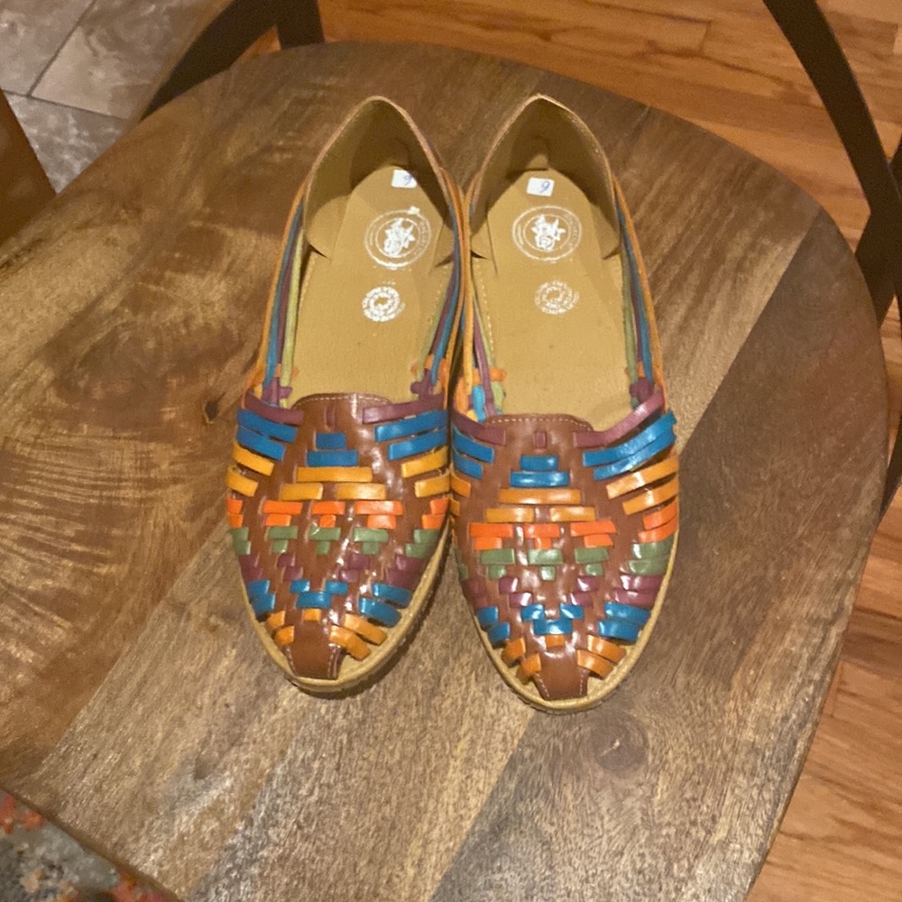 Women’s leather huaraches multicolored new made in Mexico fits an 8 - Picture 8 of 8
